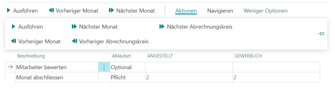 Ablaufschritt Page Aktionen