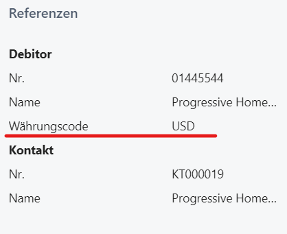 zusätzliche Refrenz: Währungscode
